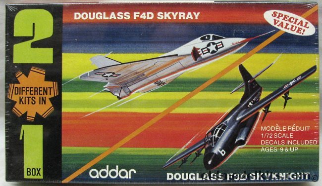 Addar F3D Skyknight and F4D Skyray - 2 in 1 (Ex Aurora/Comet), 901 plastic model kit